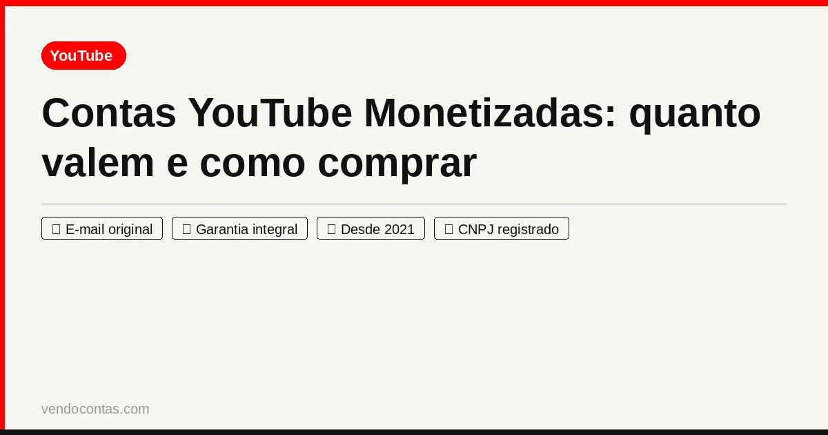 Contas YouTube Monetizadas — VendoContas